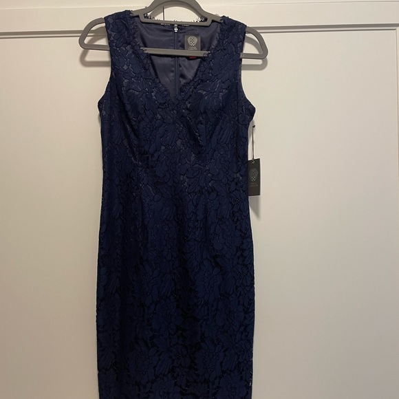 VINCE CAMUTO Navy Blue Lace Dress NWT - Picture 1 of 6